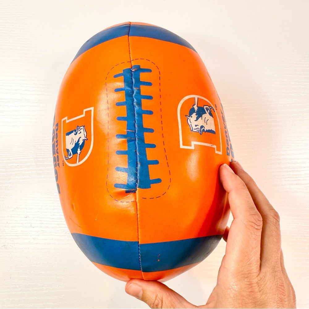Vintage 1991 Denver Broncos Orange and Blue Stuffed Football NFL - Picture 3 of 16